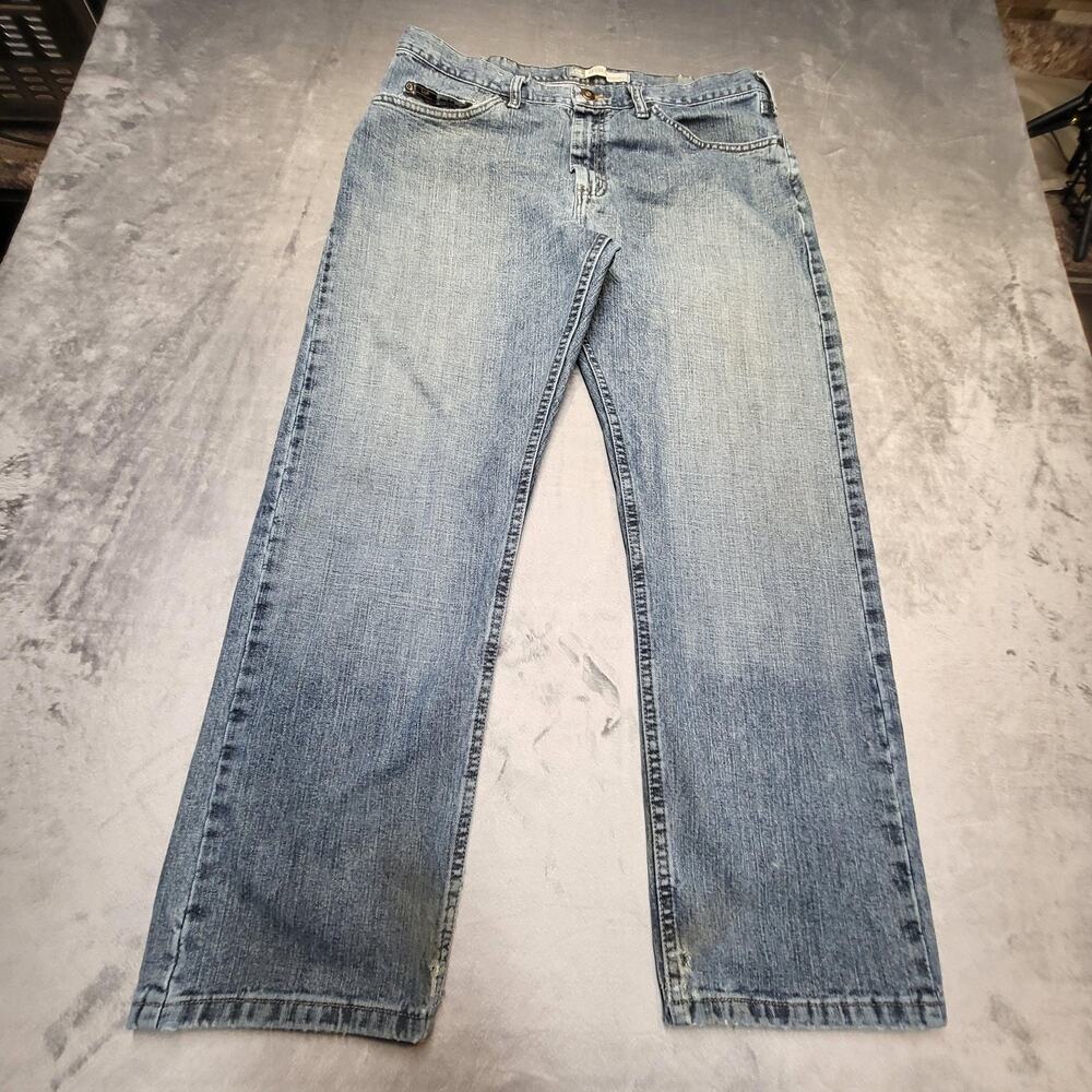 Lee Premium Select Jeans Mens 36x29 Blue Regular Straight Leg Denim Distressed